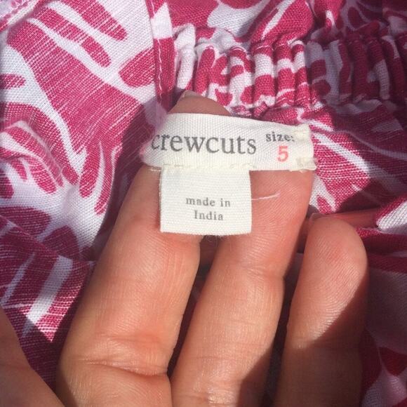Crewcuts girls dress size 5 linen ruffle pink white preppy coastal beachy flower - Picture 7 of 10